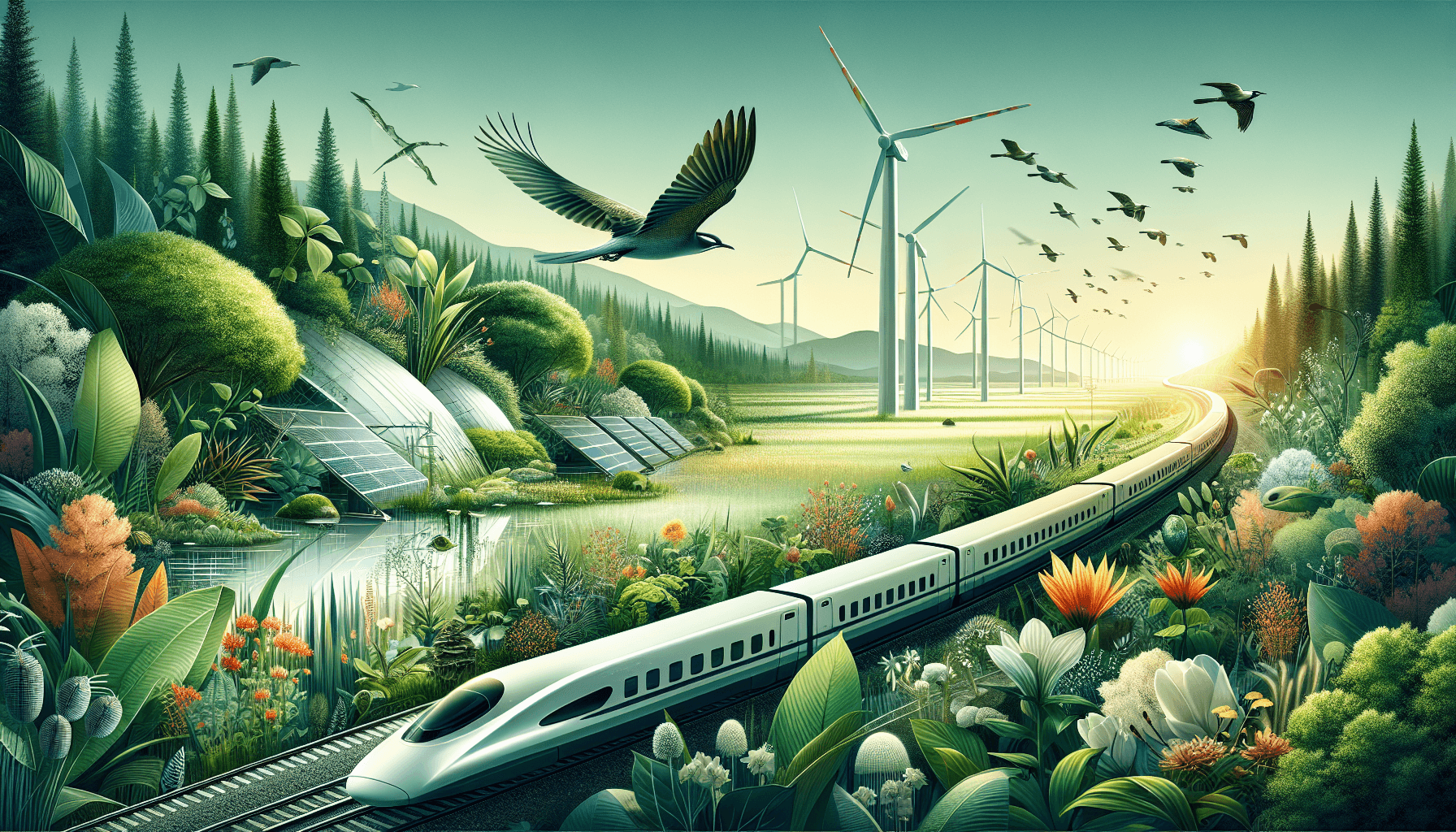 Illustration representing the concept of biomimicry in engineering: learning from nature