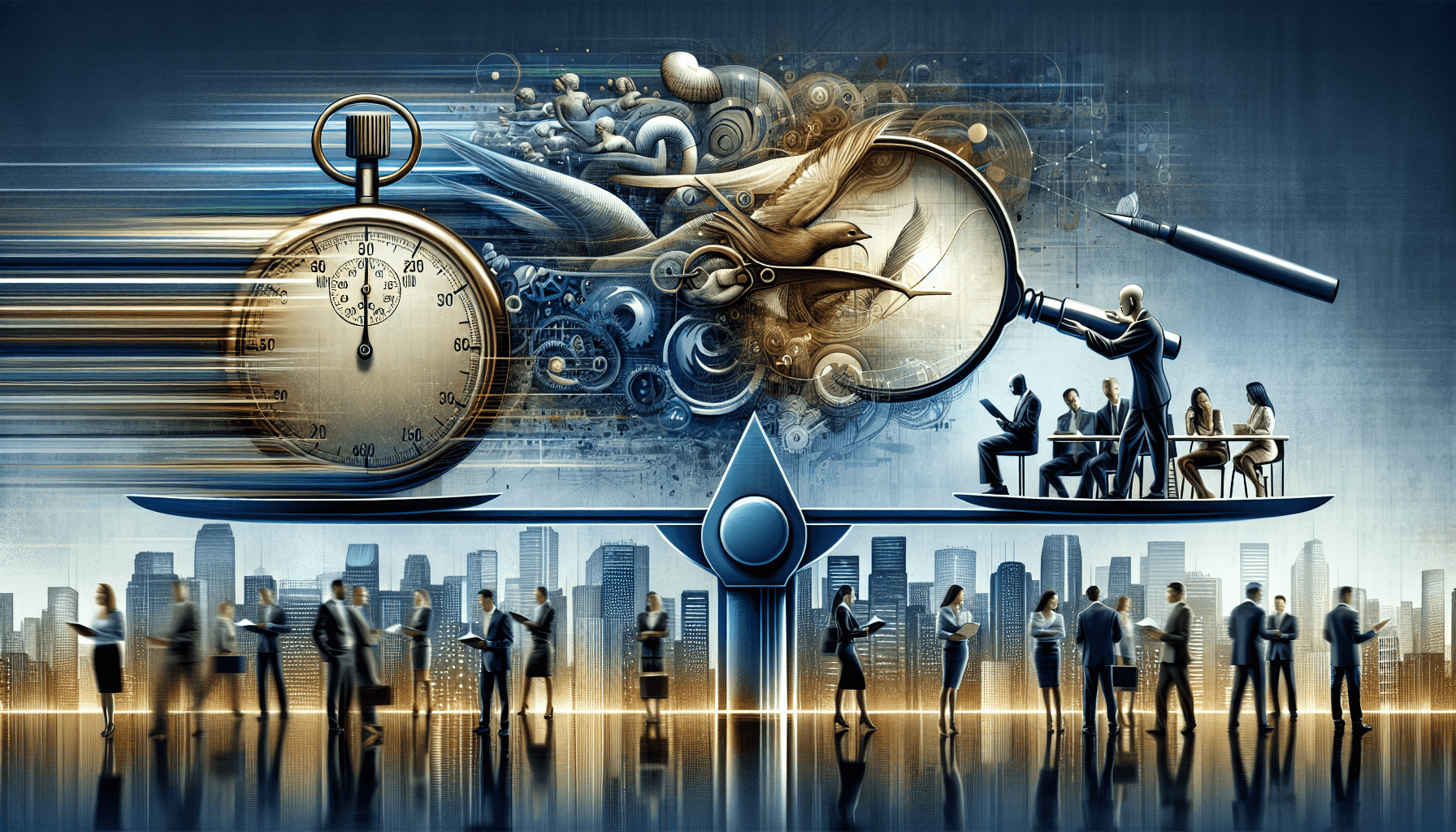 Illustration representing the concept of how to balance speed and precision in talent screening